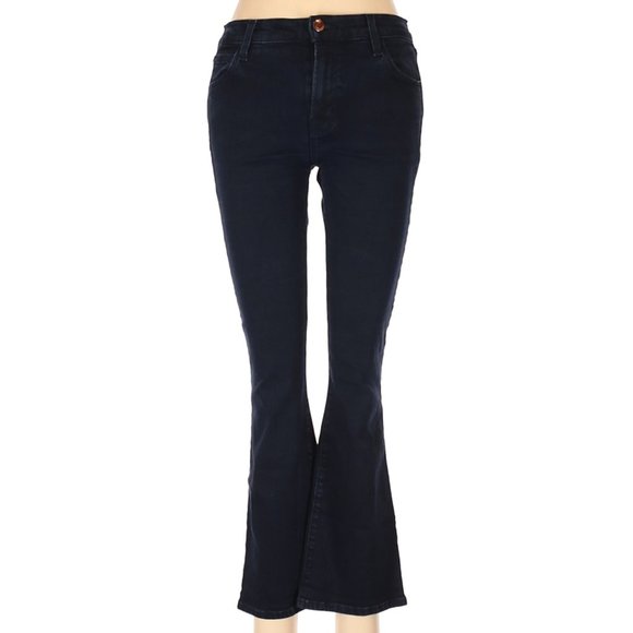 J Brand Jeans Black Blue Flared Leg Cut Mid Rise Waist Size 28 #447 - Picture 1 of 2
